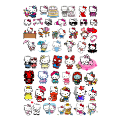 46\'lı Hello Kitty Sticker,  Cute Sticker Etiket Seti