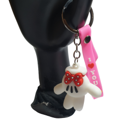 Mickey Mouse Beyaz El ve I Love You (Seni Seviyorum) Figürlü Anahtarlık-5cm