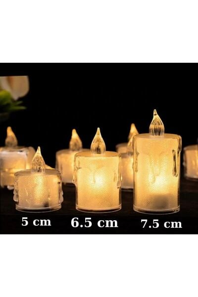 3'lü Pilli Dekoratif Simli Led mum 6.5 cm