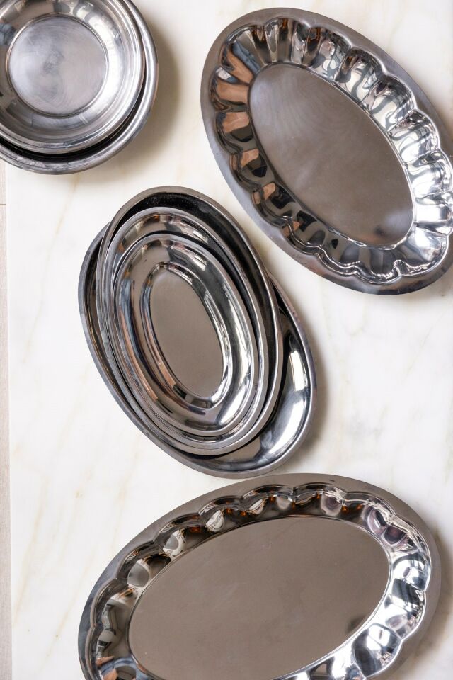Royal Classy Gümüş Oval Sunum Tabağı & Sunum Tepsisi 20*13 cm
