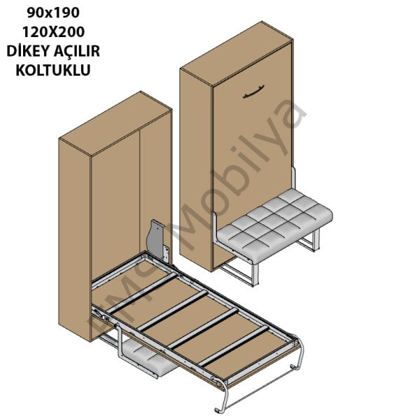 Tek Kişilik Dikey Açılır Mekanizma Koltuklu