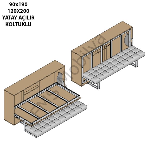 Tek Kişilik Yatay Açılır Mekanizma Koltuklu