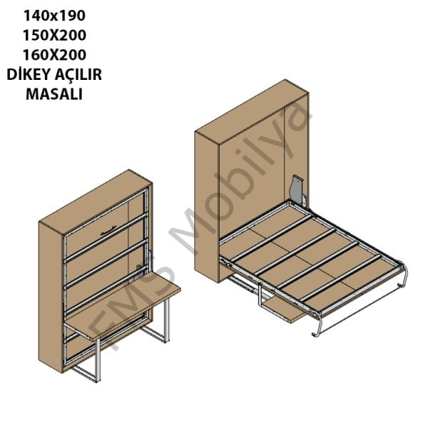 Çift Kişilik Dikey Açılır Mekanizma Masalı