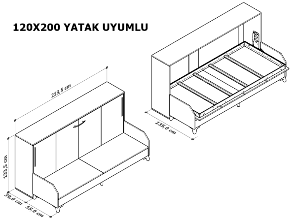 Tek Kişilik Yatay Açılır Koltuklu