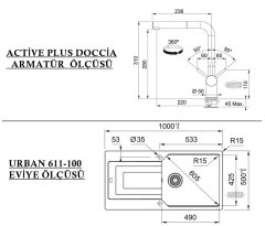 Franke UBG 611-100 + Active Plus Doccia Granit Eviye Armatür Kampanyası