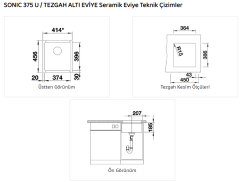 Nuevo 375 U Tezgah Altı Siyah Seramik Eviye