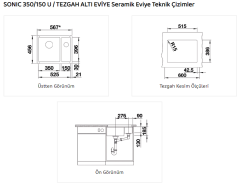 Nuevo 350/150 U Tezgah Altı Siyah Seramik Eviye