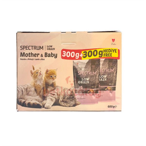 Spectrum Düşük Tahıllı Mother&Baby Kuzu Etli Anne ve Yavru Kedi Maması 300 Gr + 300 Gr