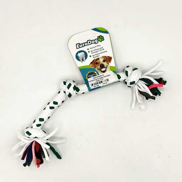 Euro Dog Üç Düğümlü Diş Kaşıma İpi Köpek Oyuncağı Beyaz/Yeşill 15 Cm