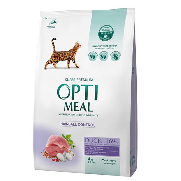 Optimeal Hairball Control Ördekli Yetişkin Kedi Maması 4 Kg