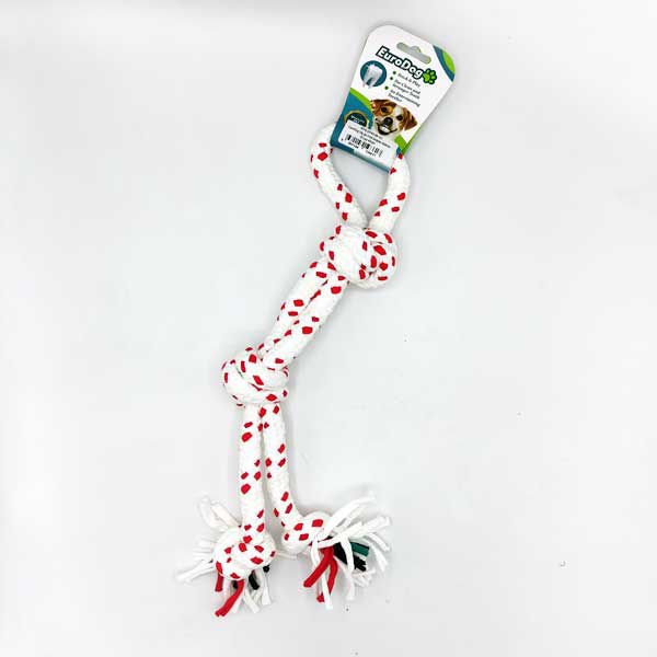 Euro Dog Dört Düğümlü Diş Kaşıma İpi Köpek Oyuncağı Beyaz/Kırmızı 40 Cm