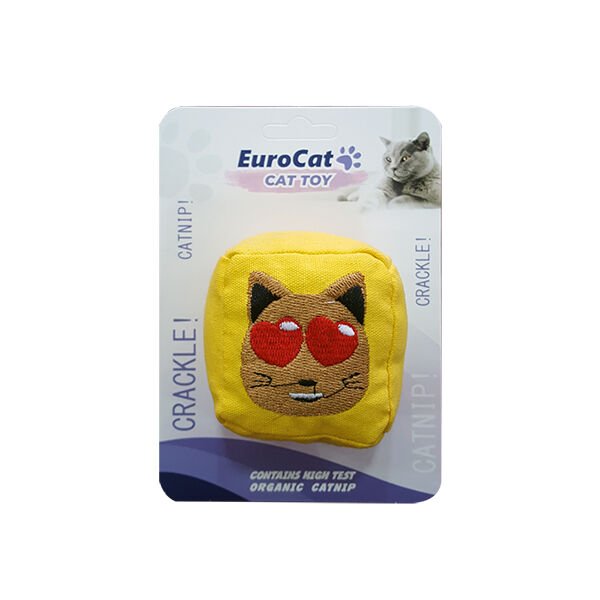 Eurocat Catnipli Kedi Şekilli Küp Kedi Oyuncağı Sarı 6 Cm