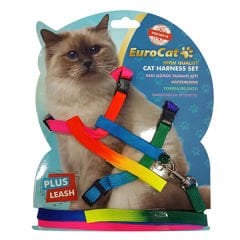 Eurocat Düz Karışık Renkli Takım Kedi Göğüs Tasması 27.5x37.5x120 Cm