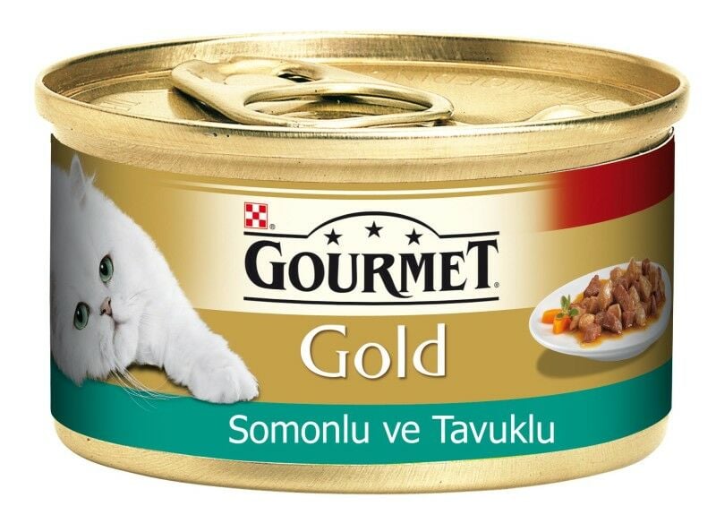 Gourmet Gold Somon ve Tavuklu Yetişkin Konserve Kedi Maması 85 Gr