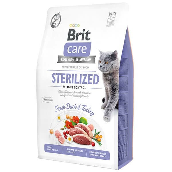 Brit Care Hipoalerjenik Sterilized Ördek ve Hindili Tahılsız Kısırlaştırımış Kedi Maması 2 Kg