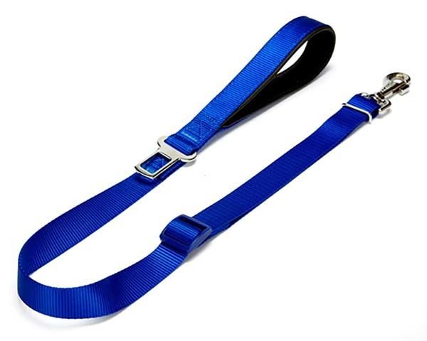 Doggie Dokuma Emniyet Kemerli Köpek Gezdirme Tasma Aparatı Medium Mavi 2.5x80-120 Cm