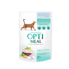 Optimeal Jöleli Morina Balıklı ve Sebzeli Konserve Yetişkin Kedi Maması 85 Gr