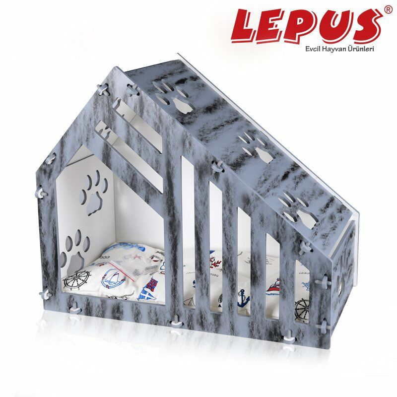 Lepus Luxury Villa Kedi ve Küçük Köpek Yuvası Gri 36x62x75h cm