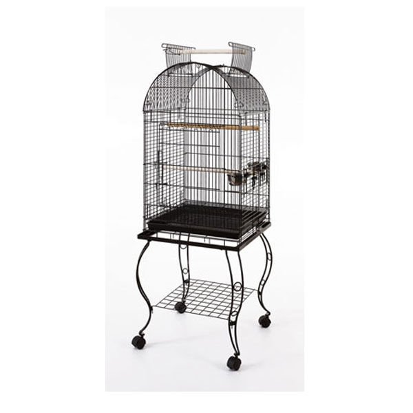 Qh Pet Cage Sehpalı Açılır Çatılı Papağan Kafesi Siyah 51x51x152 Cm