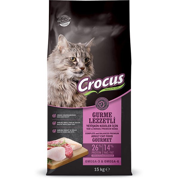 Crocus Adult Gourmet Tavuklu Renkli Taneli Yetişkin Kedi Maması 15 Kg