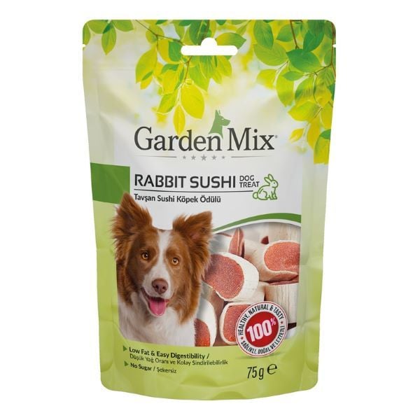 Garden Mix Tavşan Sushi Düşük Yağlı Şekersiz Köpek Ödül Maması 75 Gr
