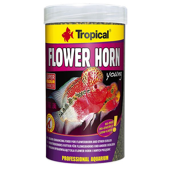 Tropical Flower Horn Young Pellet Genç Flower Horn Balıkları İçin Renklendirici Balık Yemi 1000 Ml 380 Gr