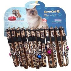 Eurocat Leopar Renkli Desenli Kedi Boyun Tasması 12 Adet 10 Mm 28 Cm