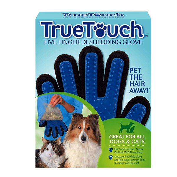 True Touch Kedi ve Köpek İçin Temizleme ve Masaj Eldiveni Mavi