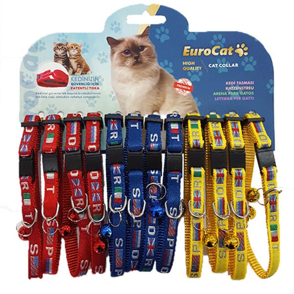 Eurocat Bayrak Desenli Kedi Boyun Tasması 12 Adet 10 Mm 28 Cm