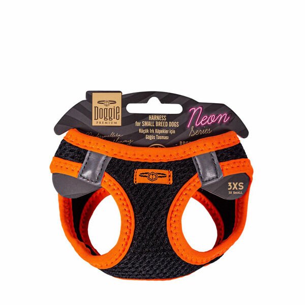 Doggie Havalı Dokuma Neon Küçük Irk Köpek Göğüs Tasması Xxxsmall Turuncu 22-26 Cm