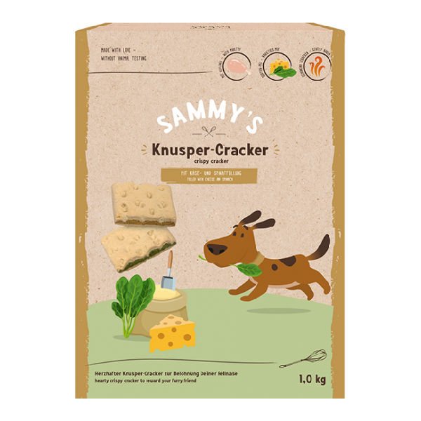 Sammy's Crispy Cracker Peynir ve Ispanak Dolgulu Çıtır Köpek Ödül Maması 1 Kg