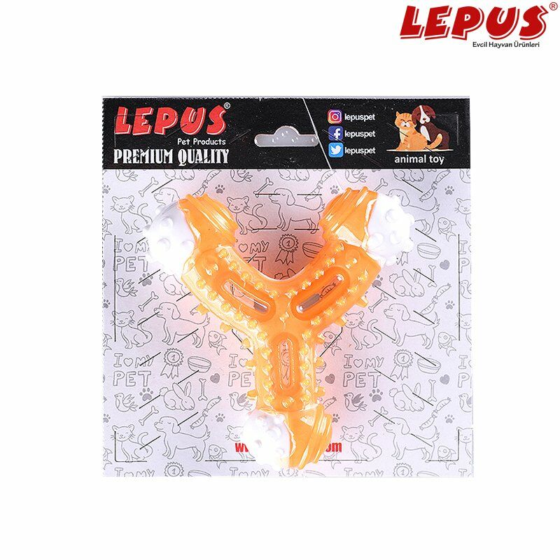 Lepus Ağız ve Diş Sağlığı İçin Sapan Köpek Oyuncağı Turuncu 13x7h cm