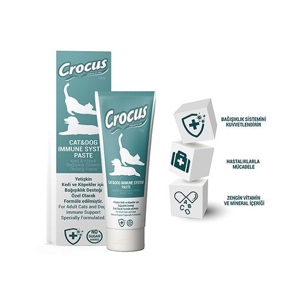 Crocus İmmune System Bağışıklık Destekleyici Kedi ve Köpek Macunu 100 Gr