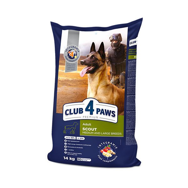Club4Paws Premium Scout Medium/Large Breed Tavuklu Yetişkin Köpek Maması 14 Kg