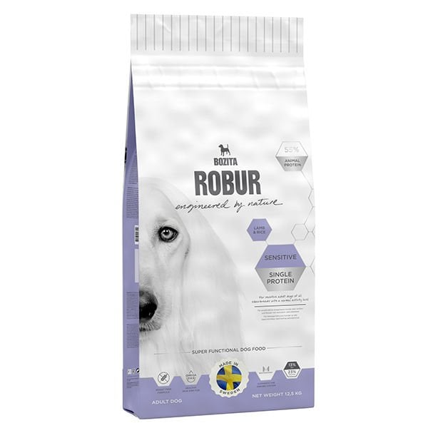 Bozita Robur Sensitive Single Protein Kuzu ve Pirinçli Hassas Tahılsız Köpek Maması 12.5 Kg