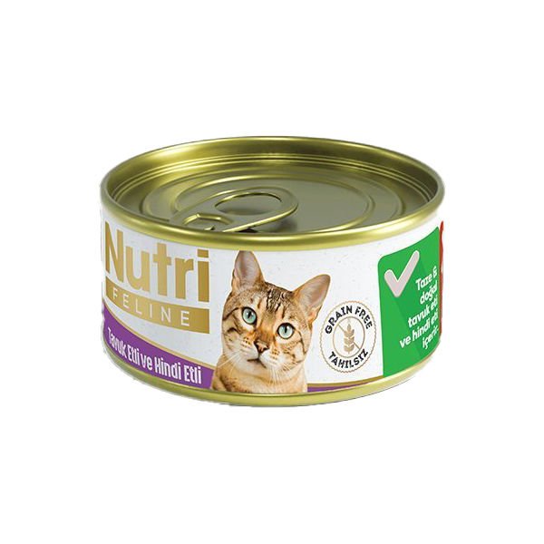 Nutri Feline Tavuklu Hindili Tahılsız Konserve Kedi Maması 85 Gr