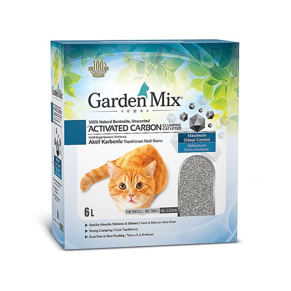 Garden Mix Aktif Karbonlu Topaklaşan Bentonit Kedi Kumu 6 Lt