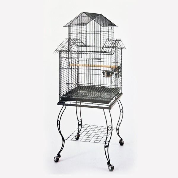 Qh Pet Cage Sehpalı Papağan Kafesi Siyah 51x51x139 Cm