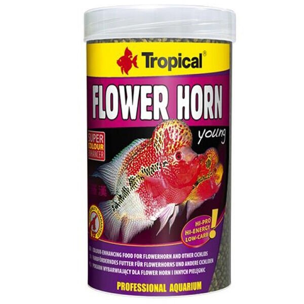 Tropical Flower Horn Young Pellet Genç Flower Horn Balıkları için Renklendirici Balık Yemi 250 Ml 95 Gr