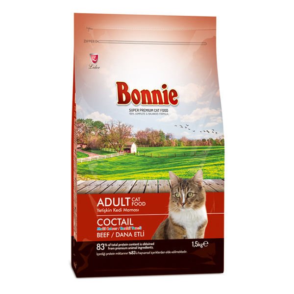 Bonnie Biftekli Multicolor Yetişkin Kedi Maması 1.5 Kg
