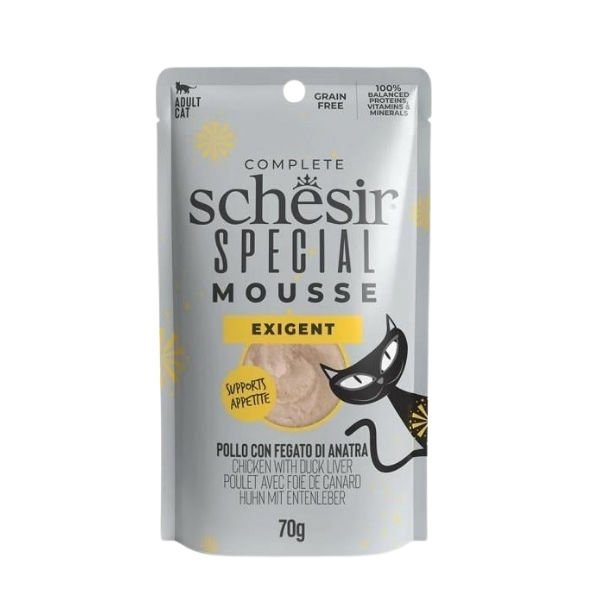 Schesir Special Mousse Tavuklu ve Ördek Ciğerli Pouch Yetişkin Konserve Kedi Maması 70 Gr