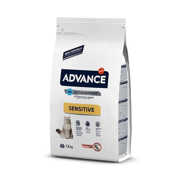 Advance Sensitive Somonlu Hassas Yetişkin Kedi Maması 1.5 Kg