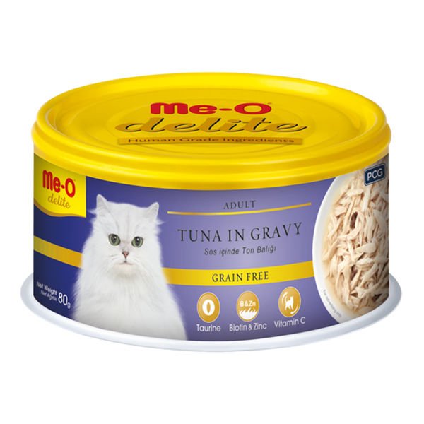 Meo Delite Tahılsız Soslu Ton Balıklı Yetişkin Konserve Kedi Maması 80 Gr