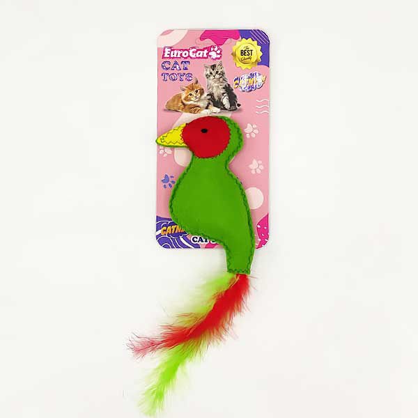 Euro Cat Toys Peluş Cennet Kuşu Kedi Oyuncağı Kırmızı/Yeşil
