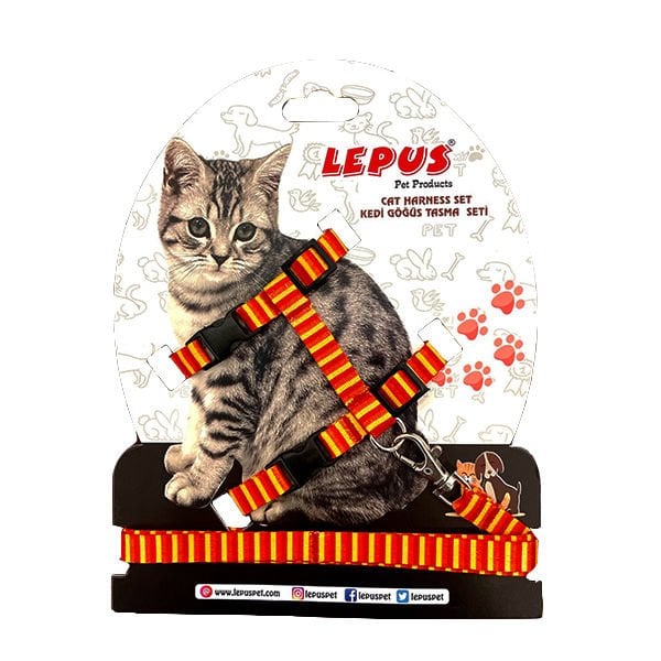 Lepus Çizgi Desenli Kedi Göğüs & Gezdirme Takımı 34x26x6 Cm