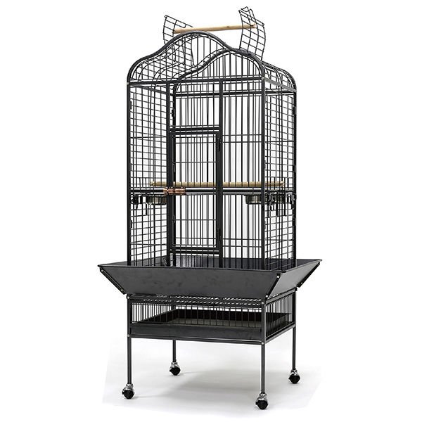Dayang Ayaklı Üstten Açılır Papağan Eğitim Kafesi Siyah 61x56x156 Cm