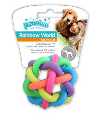 Pawise Rainbow World Örgü Top Termoplastik Köpek Oyuncağı 7.5 Cm