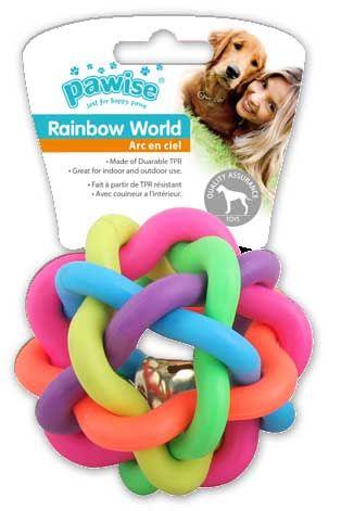 Pawise Rainbow World Örgü Top Termoplastik Köpek Oyuncağı 10.5 Cm