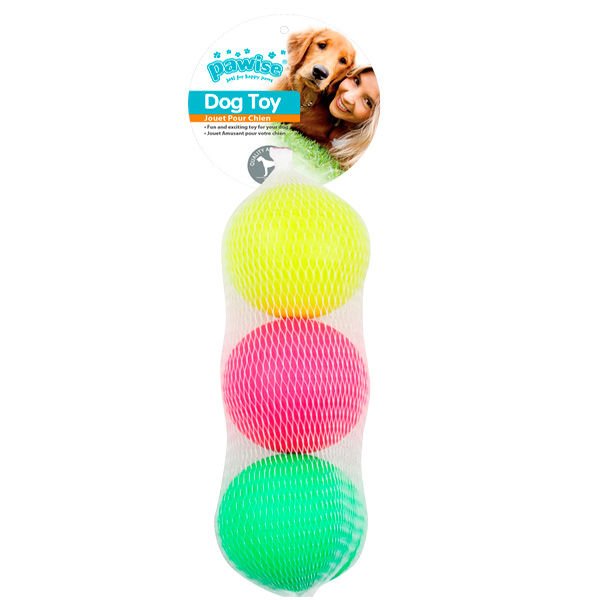 Pawise Sünger Parlak Renk Köpek Top Oyuncağı 3 Adet 19 Cm