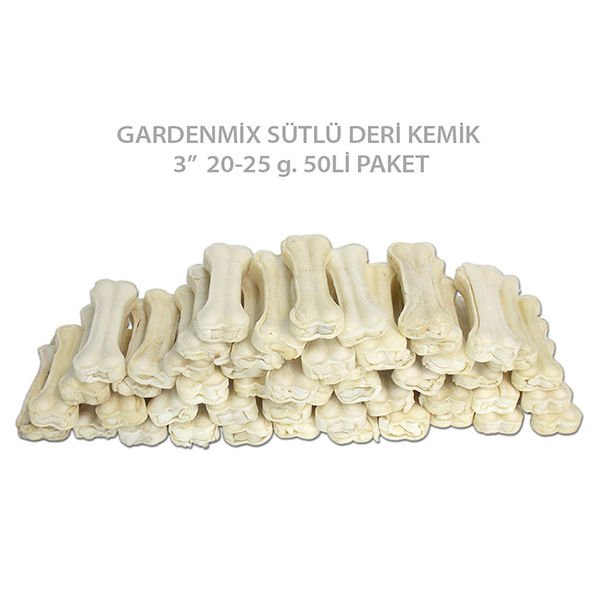 Garden Mix Sütlü Deri Kemik Köpek Ödülü 8 Cm 20-25 Gr 50 Adet